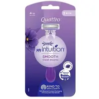Wilkinson My Intuition Quattro Smooth Violet Bloom Rasoir jetable pour femmes, 3 pièces