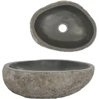 vidaXL Lavabo en pierre de rivière ovale (29-38)x(24-31) cm