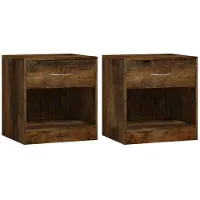 vidaXL Tables de chevet 2 pcs avec tiroir Chêne fumé
