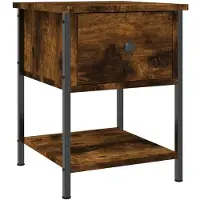 vidaXL Table de chevet chêne fumé 34x35,5x45 cm bois d'ingénierie