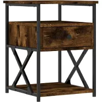 vidaXL Table de chevet chêne fumé 40x42x55 cm bois d'ingénierie
