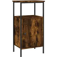 vidaXL Table de chevet chêne fumé 41x31x80 cm bois d'ingénierie
