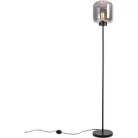 QAZQA Lampadaire intelligent noir avec verre fumé avec Wifi ST64 - Qara