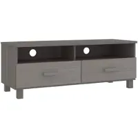 vidaXL Tablette TV "Postfeld" en pin massif, MDF gris clair. Dimensions (L/H/P) 106x40x40 cm