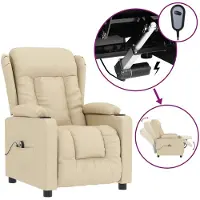 vidaXL Fauteuil relax électrique Crème Tissu