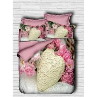 L'essentiel Maison , Adal- PRL6122, Rose,Blanc, Couettes, Dessus de couette et taie d'oreiller : 100 % microcoton polyester