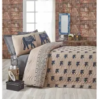 L'essentiel Maison , Begonvilla- EPJ9665, Bleu, Couettes, 65 % coton / 35 % polyester (housse) /