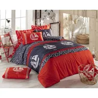 L'essentiel Maison , Adal- PRF5240, Rouge, couettes, 100% coton ranforce