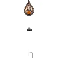 Globo Lighting Globo Lampe solaire noire métal avec une LED avec pointe de terre hauteur 90cm