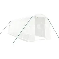 vidaXL Serre avec cadre en acier blanc 12 m² 6x2x2 m