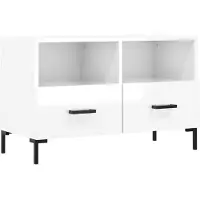 vidaXL Armoire TV blanc brillant 80x36x50 cm Bois composite