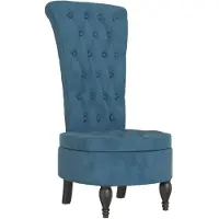 vidaXL Chaise à dossier haut bleu velours conception de bouton
