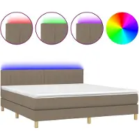vidaXL Lit Boxspring avec matelas & LED Taupe 160x200 cm Tissu