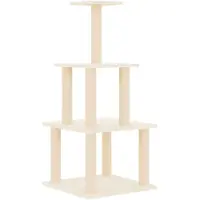 vidaXL Arbre à chat avec colonnes à griffer en sisal Crème 111 cm