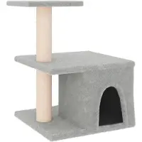 vidaXL Arbre à chat avec colonnes à griffer en sisal gris clair 48 cm