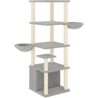 vidaXL Arbre à chat avec colonnes à griffer en sisal Gris clair 147 cm