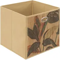 5 Five Boîte de rangement imprimé tropical en bambou et tissu Palawan - Marron et noir
