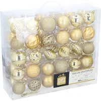 Giftsome Lot de boules de Noël dorées - 60 boules de Noël en plastique - avec pointe dorée - Décoration de Noël - 6/7 cm