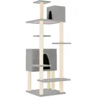 vidaXL Arbre à chat avec colonnes à griffer en sisal gris clair 154 cm