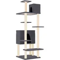 vidaXL Arbre à chat avec colonnes à griffer en sisal gris foncé 154 cm
