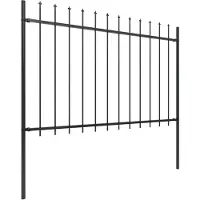 The Living Store Clôture de jardin avec pointes de lance Acier 3,4 x 1,2 m Noir