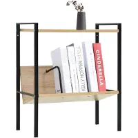 Prolenta Premium - Bibliothèque 2 niveaux Noir et chêne 52x28x59 cm Aggloméré