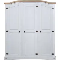 The Living Store Armoire style mexicain en pin 3 portes blanches
