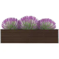 Prolenta Premium Jardinière 320x40x77 Cm Acier Galvanisé Marron