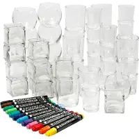 You do it Bocaux à bougies à réchaud sertis d'épingles en verre et en porcelaine 72 pièces