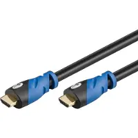 Pro Câble HDMI Premium High Speed avec Ethernet plaqué or noir/bleu 5 m (1 paquet souple)