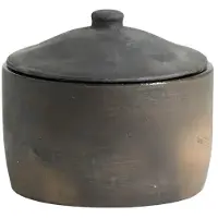 Nordal Pot en genévrier avec couvercle noir