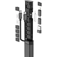 Budi Câble multi-fonctionnel 9 en 1 (USB-C, USB-C), Adaptateur pour appareils mobiles, Noir