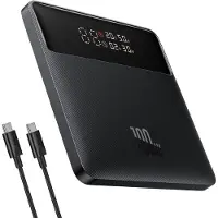 Baseus BANQUE D'ÉNERGIE Blade, 20000mAh, PD 100W, ultra mince, 2 x USB ; 2 x USB Type-C, affichage numérique pour l'état de la batterie, total 5A, noir, "PPBL000301" - 6932172628031
