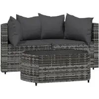 vidaXL Ensemble de salon de jardin 3 pièces avec coussins Gris Poly rotin