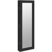 vidaXL Armoire à bijoux avec miroir mural noir 30x8,5x90 cm