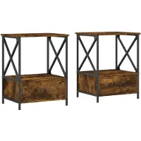 vidaXL Tables de chevet 2 pcs chêne fumé 50x41x65 cm bois d’ingénierie