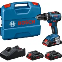 Bosch Perceuse-visseuse à percussion sans fil GSB 18V-55 Professional 18 V 55 Nm Brushless (0 615 A50 02V) + 3 batteries ProCORE 4,0 Ah + chargeur + mallette