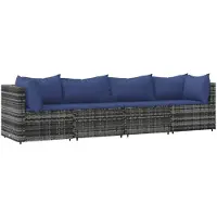 vidaXL Ensemble salon de jardin 4 pièces avec coussins Gris Poly rotin
