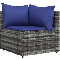 vidaXL Set de jardin Lounge avec coussins Poly rotin Poly rotin Ensemble de salon