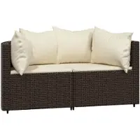 vidaXL Canapé d'angle de jardin avec coussins 2 pcs. Marron Poly Rattan