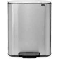 Brabantia Bo Poubelle à Pédale 2 x 30 Litres Inox Anti-traces de Doigts
