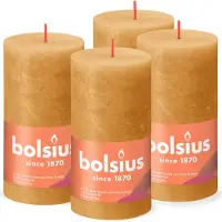 Bolsius Bougies pilier rustiques 4 pcs 130x68 mm Jaune nid d'abeilles