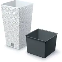 Prosperplast Pot De Fleurs Furu Square Dfsh200-S449 200x200x380mm - Couleur Blanc