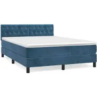 vidaXL Lit boxspring avec matelas bleu foncé 140x200 cm velours