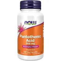 Now , Acide Pantothénique, 500 mg, 100 Capsules Végétales