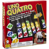 Mattel Jeu UNO Quatro de Games avec tuiles color es et grille de jeu en plastique pour famille adulte et soir e de jeu 2 4 joueurs 7 ans et plus