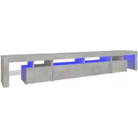 vidaXL Armoire TV avec lampes LED gris béton 260x36,5x40 cm