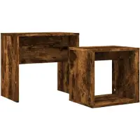 vidaXL Tables d'ensemble 2 pcs. Chêne fumé Matériau dérivé du bois