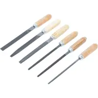 Bgs Jeu 6 limes aiguilles manche bois 100 mm plate ronde demi ronde triangulaire