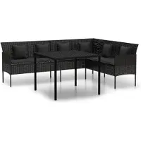 vidaXL Ensemble de jardin 2 pièces avec coussins Noir Poly Rattan
